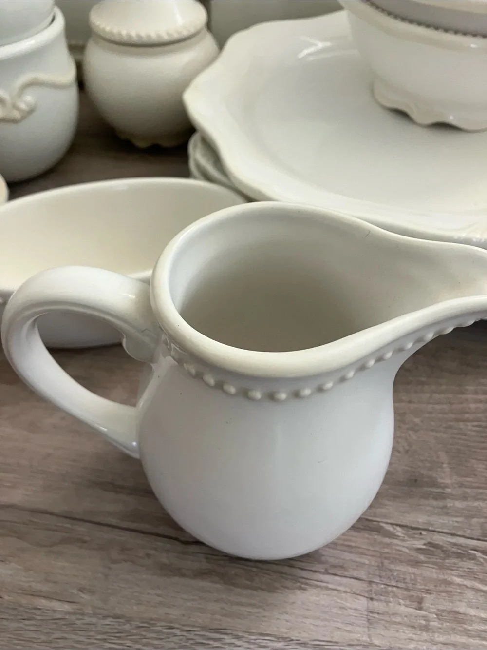 Princess House Cream Ceramic Canister and Serveware Collection